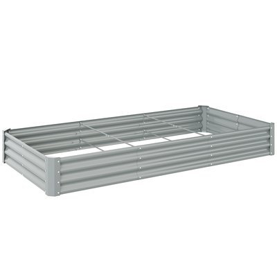 Carré potager rectangulaire 240 x 120 x 30 cm acier galvanisé ondulé OUTSUNNY