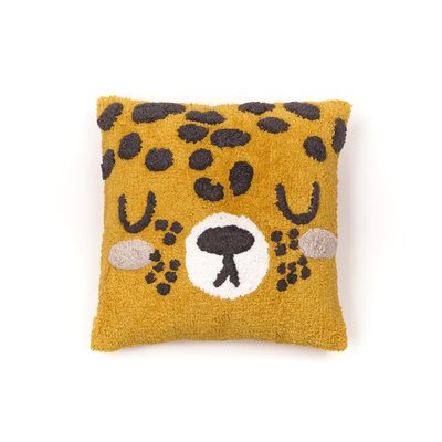 Coussin déhoussable tufté imprimé animalier coton FUNNY TODAY