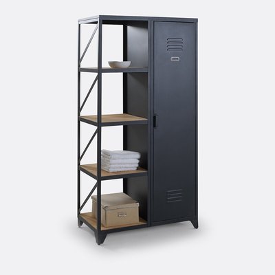 Armoire-étagère 1 porte, acier et pin huilé, Hiba LA REDOUTE INTERIEURS
