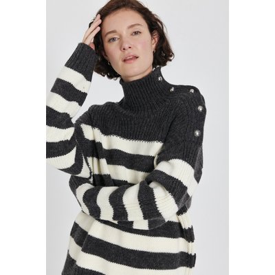 Pull rayé à col montant avec boutons ROSA ARTLOVE
