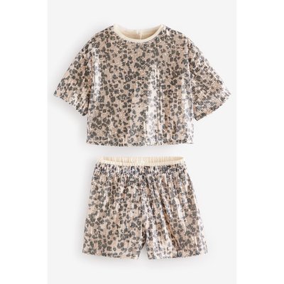 Haut à sequins imprimé et short, ensemble NEXT
