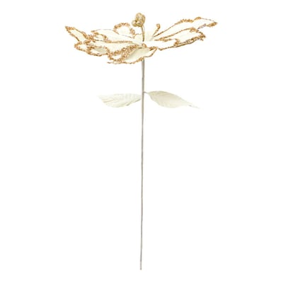 Branche décorative de Noël poinsettia beige pailleté H. 75 cm FEERIC LIGHTS & CHRISTMAS
