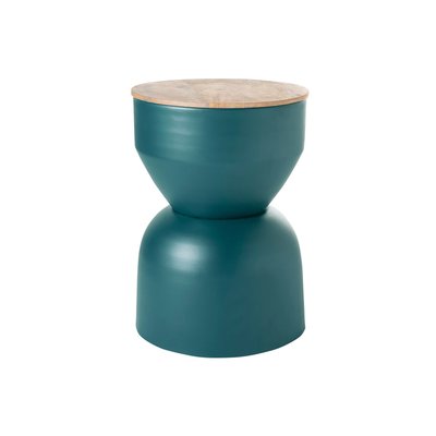 Table d'appoint ronde design avec rangement en métal et bois manguier massif D30 cm YOYO MILIBOO