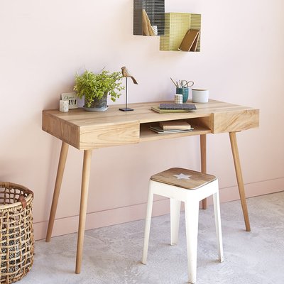 Bureau en bois teck massif 120 cm  ISAURE BERAH GETAH
