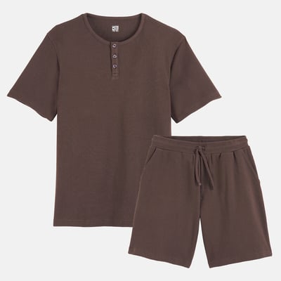 Pyjashort T-shirt col tunisien manches courtes LA REDOUTE COLLECTIONS