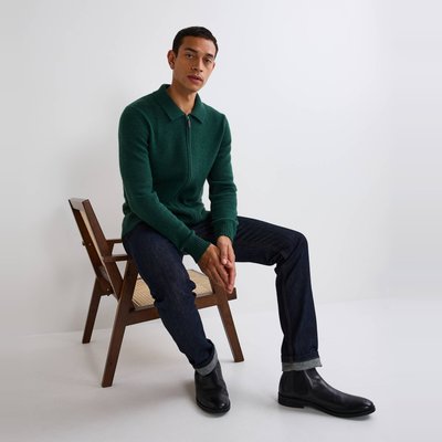 Gilet zippé col polo en cachemire MONOPRIX