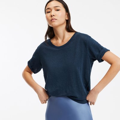 Linen Crew Neck T-Shirt with Short Sleeves LA REDOUTE COLLECTIONS