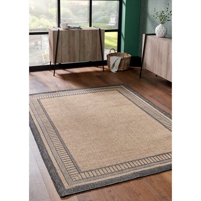 Black Border Natural Indoor/Outdoor Rug SO'HOME