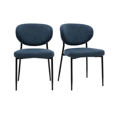 Chaises en tissu effet velours texturé beige et métal noir (lot de 2) BREKA MILIBOO