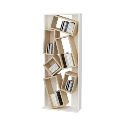 Etagère 6 tablettes blanc et décor chêne L63 cm - Carmen CALICOSY