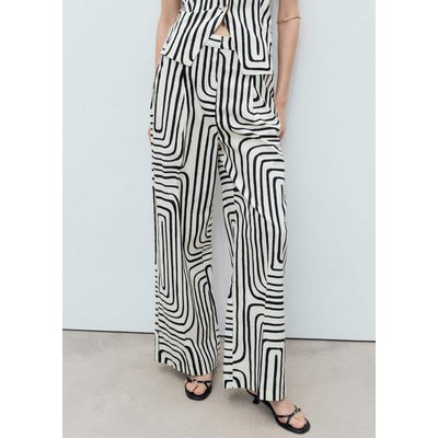 Pantalon lin imprimé géométrique MANGO