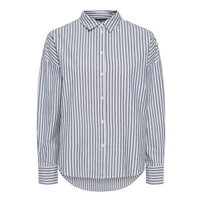 Chemise à fines rayures, broderie dos PIECES