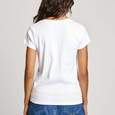 T-Shirt Côtelé À Logo Imprimé PEPE JEANS