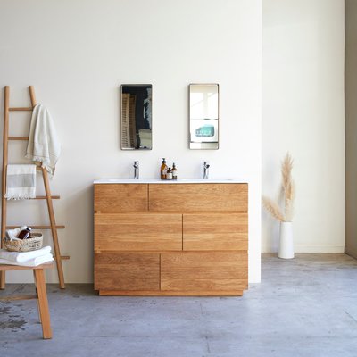 Meuble salle de bain en chêne massif et céramique 120 cm KARL TIKAMOON