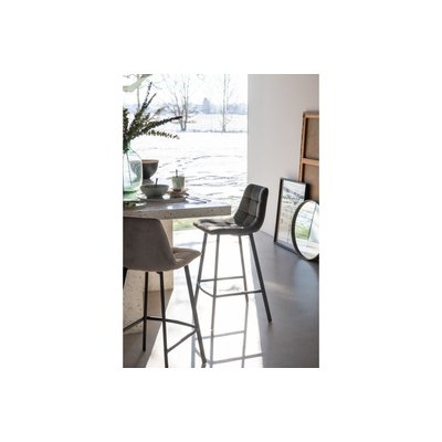 Chaises de bar en velours peau de pêche et métal (lot de 2) - OLIVIA HELLIN, DEPUIS 1862