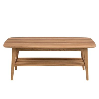 Table basse scandinave rectangulaire en bois massif avec rangement - ELEA HELLIN, DEPUIS 1862