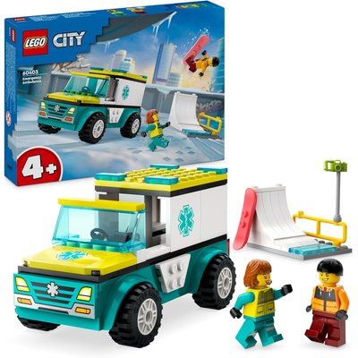 L'ambulance de secours et le snowboardeur LEGO