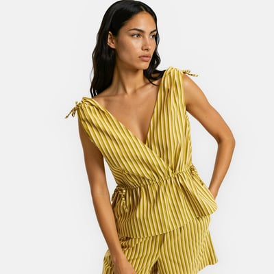 Striped Sleeveless V-Neck Top LA REDOUTE COLLECTIONS