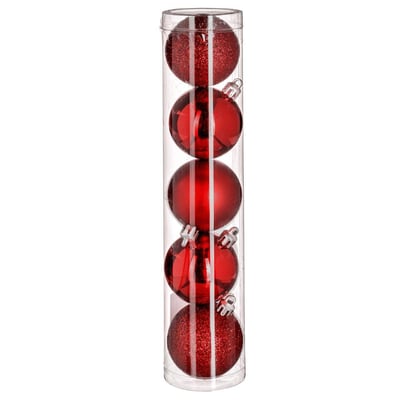 Lot de 5 boules de Noël en plastique grenat D. 50 mm FEERIC LIGHTS & CHRISTMAS