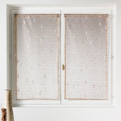 Paire de petits voilages Organza et Jacquard à motifs gouttes HOME MAISON