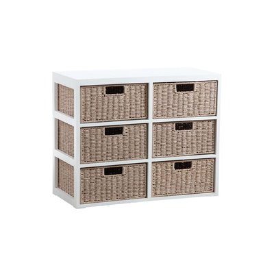 Petit meuble tiroirs en bois et papier cordé 6 tiroirs AUBRY GASPARD