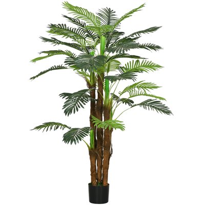 Palmier artificiel H.1,6 m troncs branches lichen feuilles grand réalisme pot inclus HOMCOM