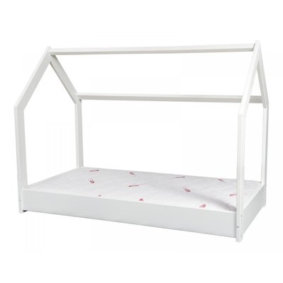 Ensemble Lit Cabane STANDARD 190x90cm avec Matelas Blanc pour Enfants ZVEZDA