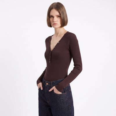 Body en maille côtelée, coupe ajustée et fermeture boutonnée EVOURA ARTLOVE