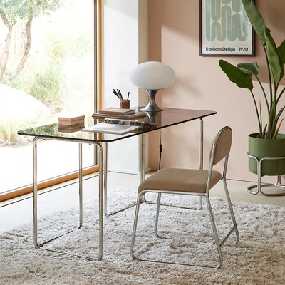 Bureau en verre et acier chromé, Socer LA REDOUTE INTERIEURS