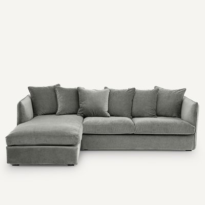 Canapé d'angle velours stonewashed, Neo Chiquito AM.PM