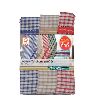Lot de torchons imprimés en coton, Gauffres C DESIGN HOME TEXTILE