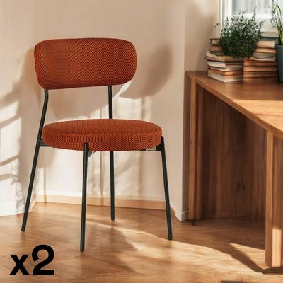Chaise en tissu résille matelassée terracotta (lot de 2) IENA PIER IMPORT