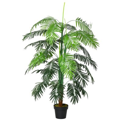 Palmier artificiel hauteur 1,7 m tronc branches lichen grandes feuilles réalistes pot inclus OUTSUNNY