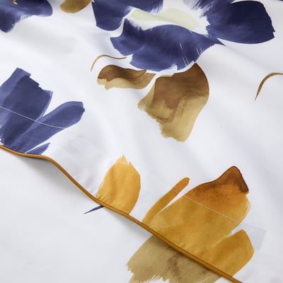 Drap plat en percale de coton bleu, HEURE BLEUE DESFORGES