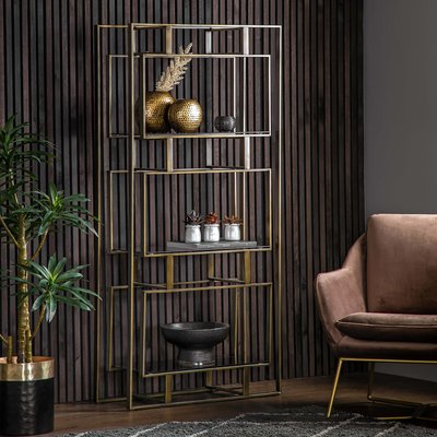 Hugli Geometric Glass Open Display Shelving Unit SO'HOME