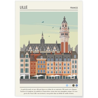 Affiche ville Lille Vintage L'AFFICHERIE