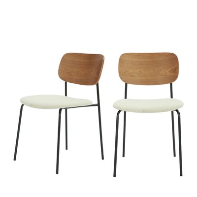 Lot de 2 chaises en bois, tissu bouclette et métal - Jens DRAWER