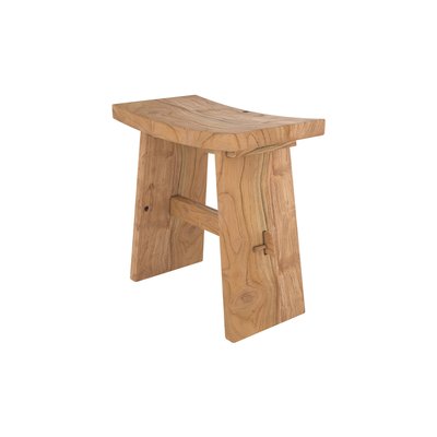 Tabouret en bois de teck recyclé peint en noir (à l'unité) - EKA RENDEZ-VOUS DÉCO