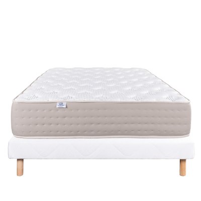 Ensemble literie ressorts ensachés 26 cm avec sommier bois massif blanc HOME MAISON