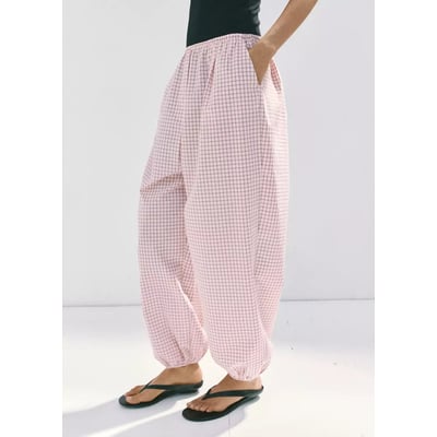 Pantalon bouffant à carreaux MANGO