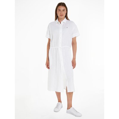 Robe chemise midi en lin, manches courtes TOMMY HILFIGER