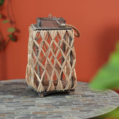 Lanterne en bois brun avec croisillons 31 cm PIER IMPORT