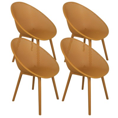 Lot de 4 chaises de terrasse en plastique, BUDA OVIALA