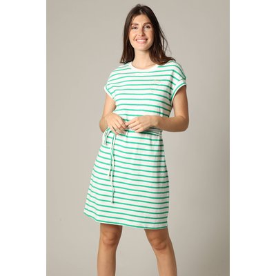 Robe rayée en jersey coton avec col rond et manches courtes à revers ACHANDA DEELUXE