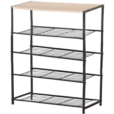Étagère à chaussures en bois et métal noir 63x30x83cm WADIGA