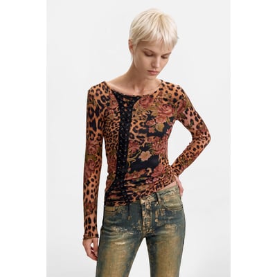 T-SHIRT EN MAILLE IMPRIMÉE DESIGUAL