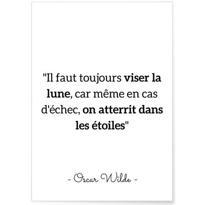 Affiche Citation Oscar Wilde : 'Il faut toujours viser …' L'AFFICHERIE