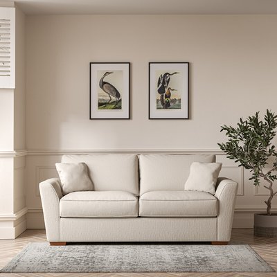 Florence Textured Woven 3 Seater Sofa with Dark Brown Wood Legs SO'HOME