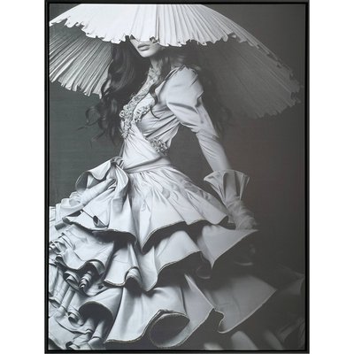 Tableau élégant femme chapeau argenté style contemporain RECOLLECTION