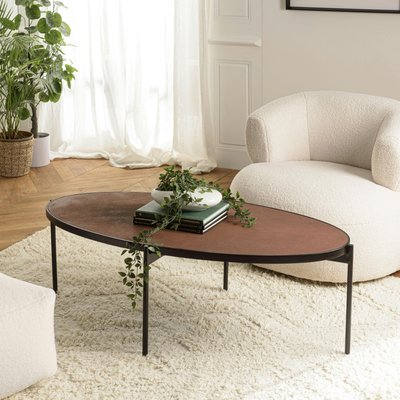 Table basse ovale bois effet pierre rouille BIHAR PIER IMPORT